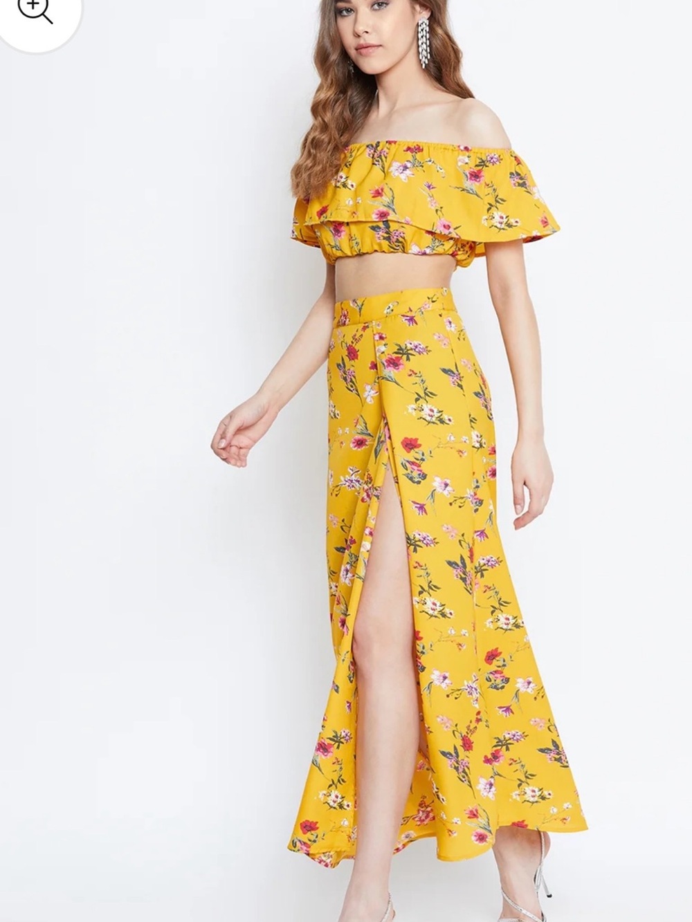 Yellow Floral High-Slit Maxi Skirt - Women